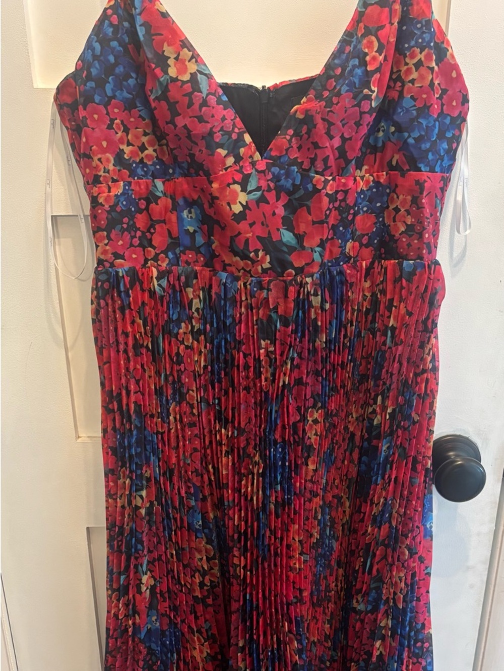 Lulu's Floral Sleeveless Dress in Red, Blue & Yellow